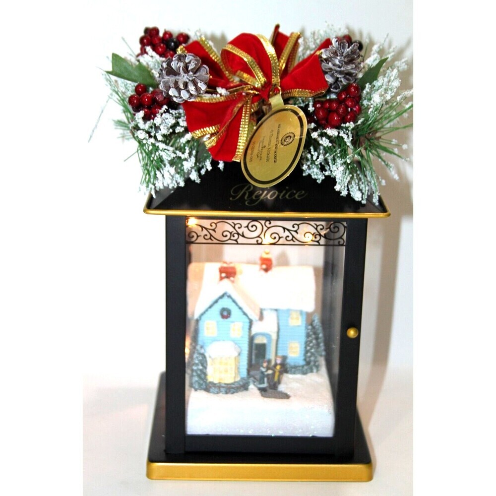 Bradford Exchange Thomas Kinkade Christmas Lantern Rejoice Lighted in Box 10.5x5
